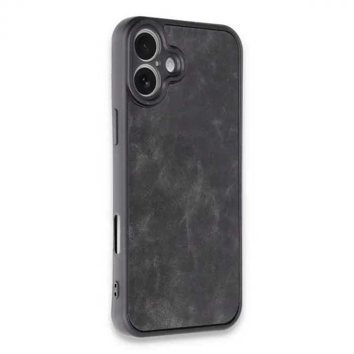 İphone 16 Plus Kılıf Aras Deri Kapak - Siyah