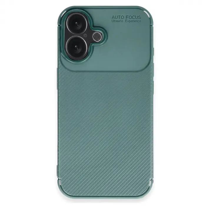 İphone 16 Plus Kılıf Auto Focus Karbon Kapak - Koyu Yeşil