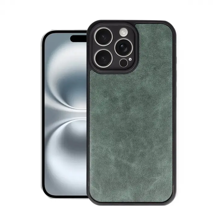 İphone 16 Pro Kılıf Aras Deri Kapak - Koyu Yeşil