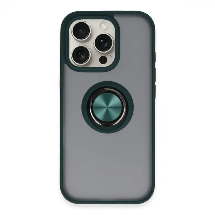 İphone 16 Pro Kılıf Montreal Yüzüklü Silikon Kapak - Yeşil