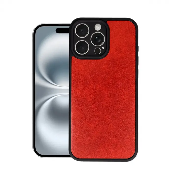 İphone 16 Pro Max Kılıf Aras Deri Kapak - Kırmızı
