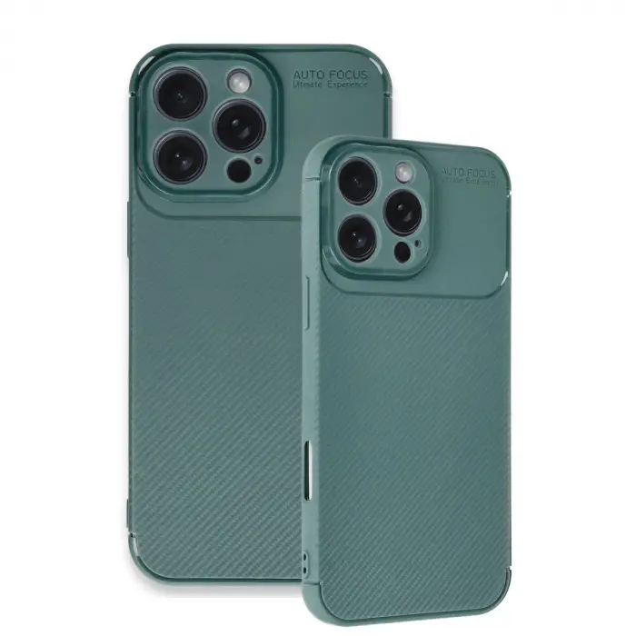 İphone 16 Pro Max Kılıf Auto Focus Karbon Kapak - Koyu Yeşil