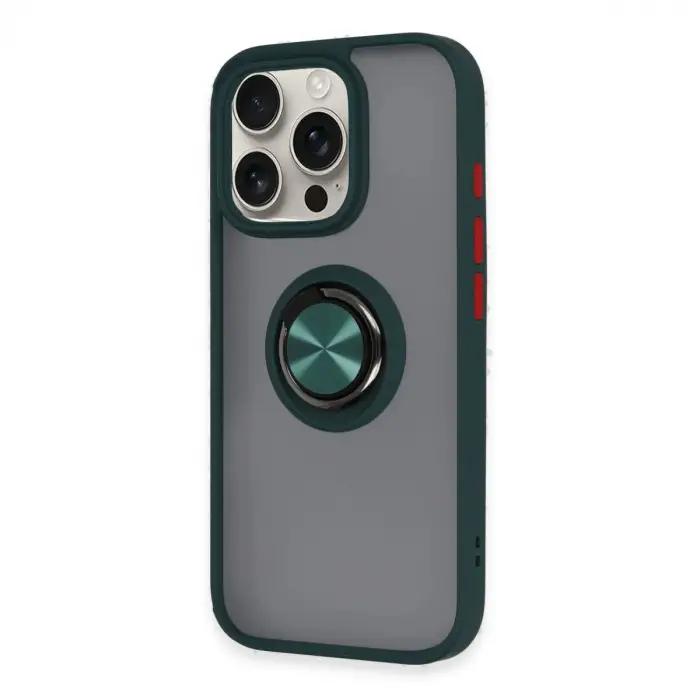 İphone 16 Pro Max Kılıf Montreal Yüzüklü Silikon Kapak - Yeşil