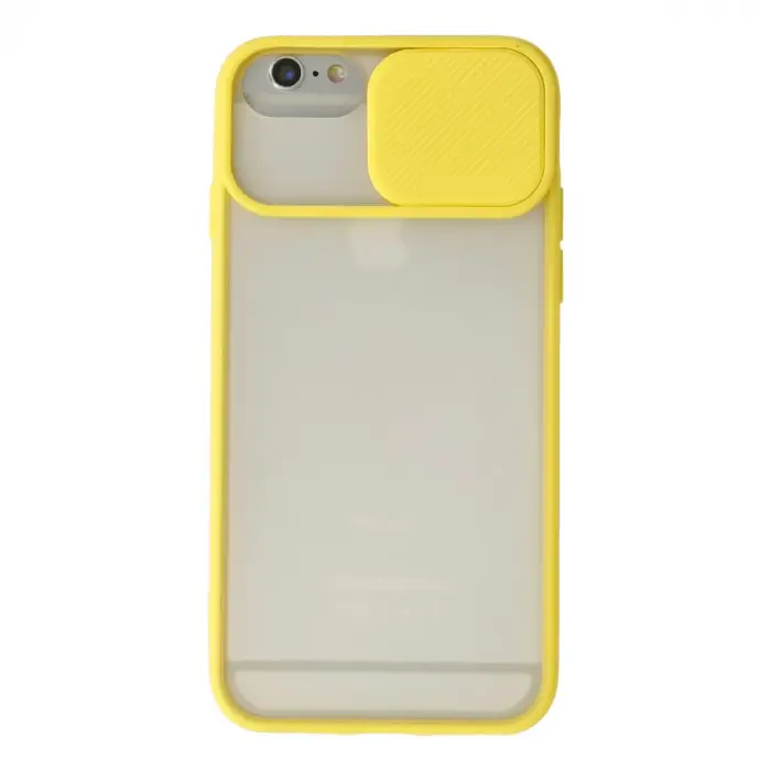 İphone 6 Kılıf Palm Buzlu Kamera Sürgülü Silikon - Sarı
