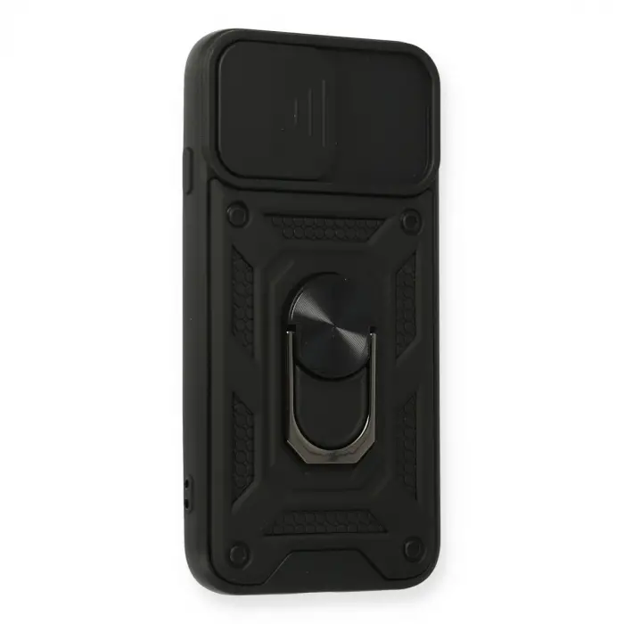 İphone 6 Kılıf Pars Lens Yüzüklü Silikon - Siyah