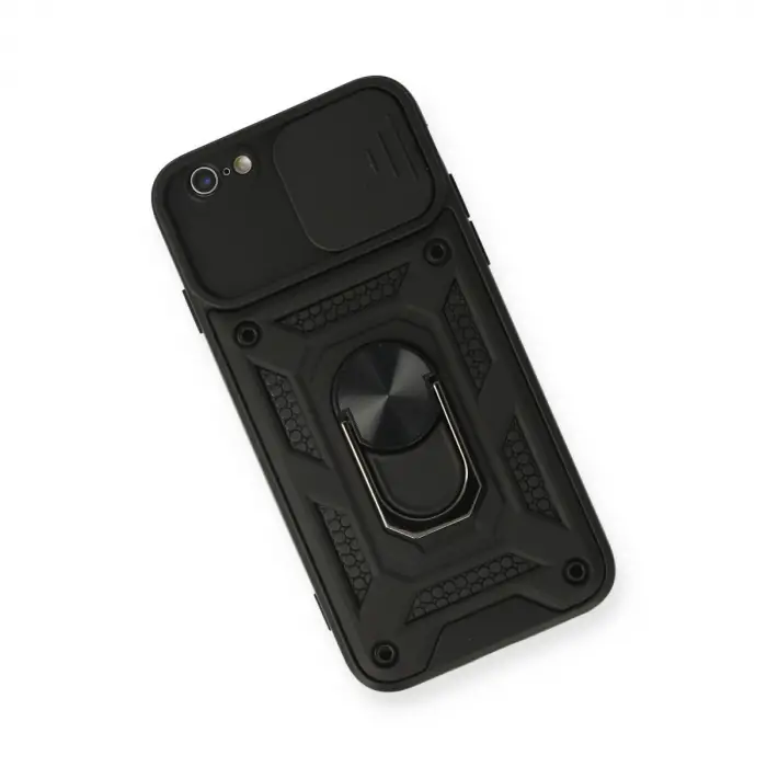 İphone 6 Kılıf Pars Lens Yüzüklü Silikon - Siyah