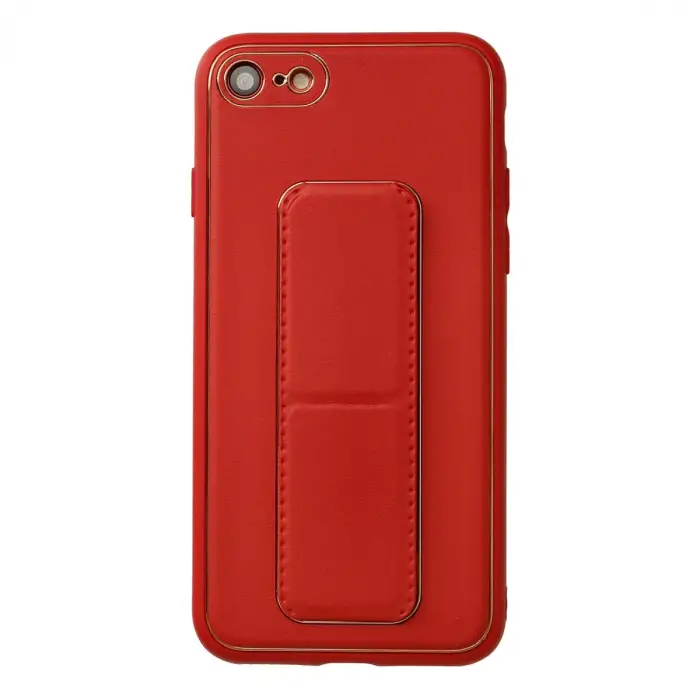 İphone 7 Kılıf Coco Deri Standlı Kapak - Kırmızı