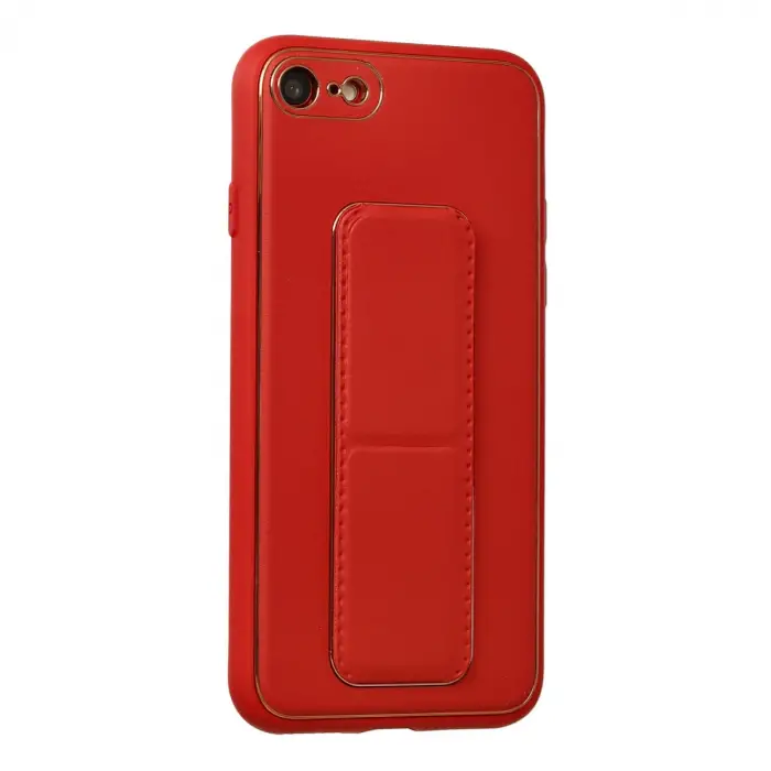 İphone 7 Kılıf Coco Deri Standlı Kapak - Kırmızı
