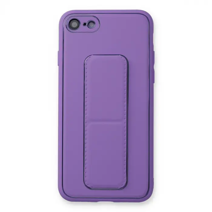 İphone 7 Kılıf Coco Deri Standlı Kapak - Koyu Lila