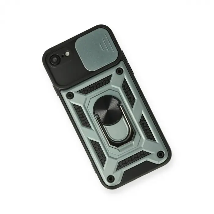 İphone 7 Kılıf Pars Lens Yüzüklü Silikon - Yeşil