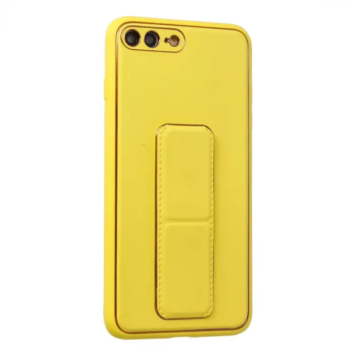 İphone 7 Plus Kılıf Coco Deri Standlı Kapak - Sarı