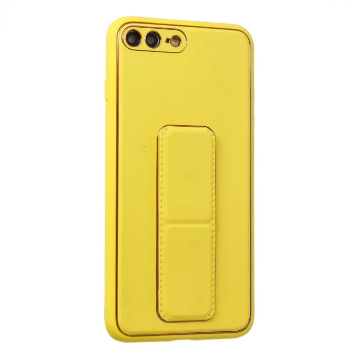 İphone 7 Plus Kılıf Coco Deri Standlı Kapak - Sarı
