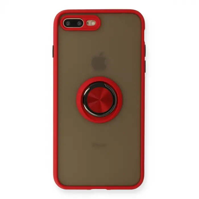 İphone 7 Plus Kılıf Montreal Yüzüklü Silikon Kapak - Kırmızı