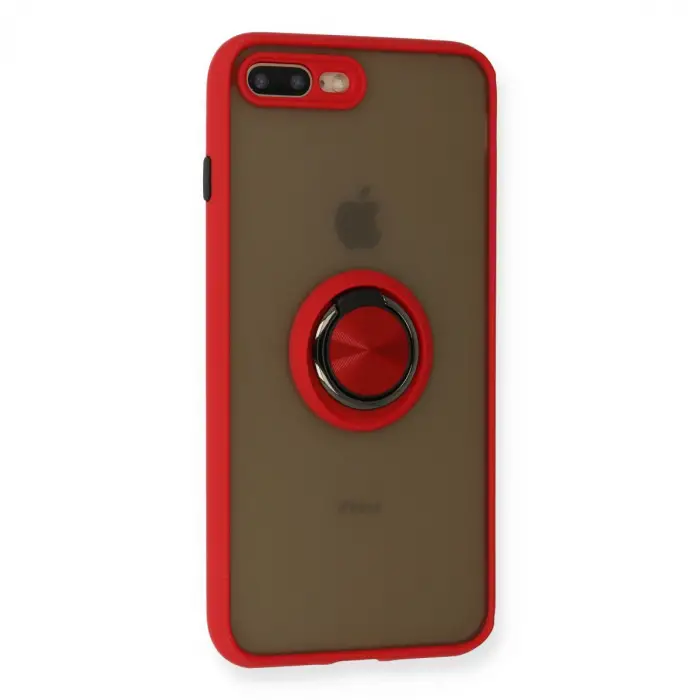 İphone 7 Plus Kılıf Montreal Yüzüklü Silikon Kapak - Kırmızı