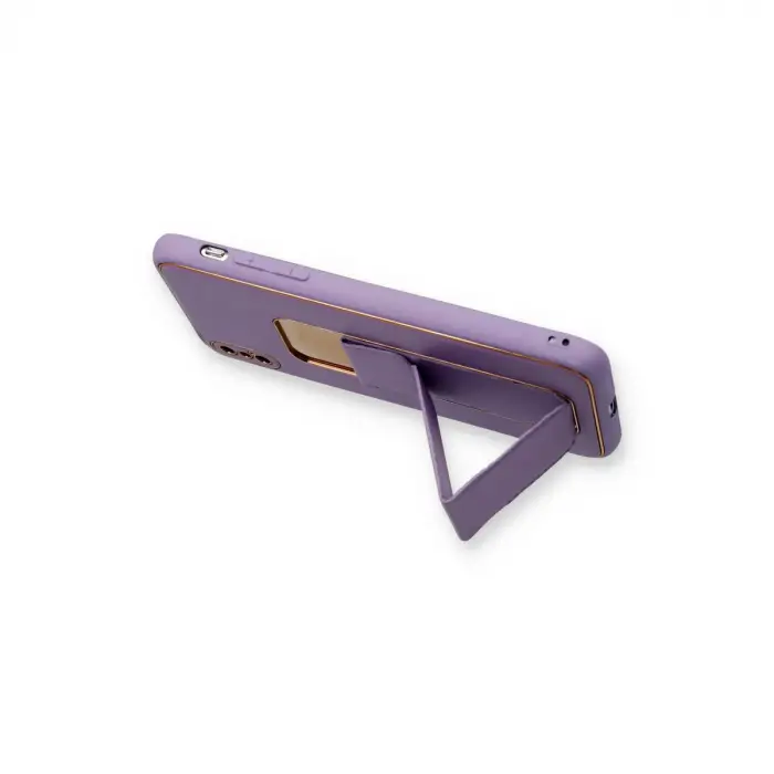 İphone Xs Max Kılıf Coco Deri Standlı Kapak - Koyu Lila