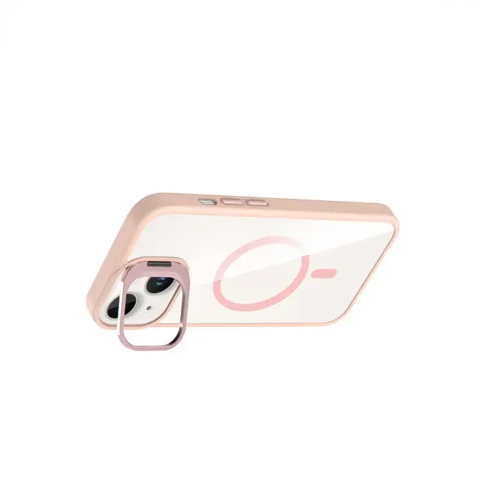 Joko Apple İphone 14 Remim Lensli Magsafe Standlı Kapak - Pembe