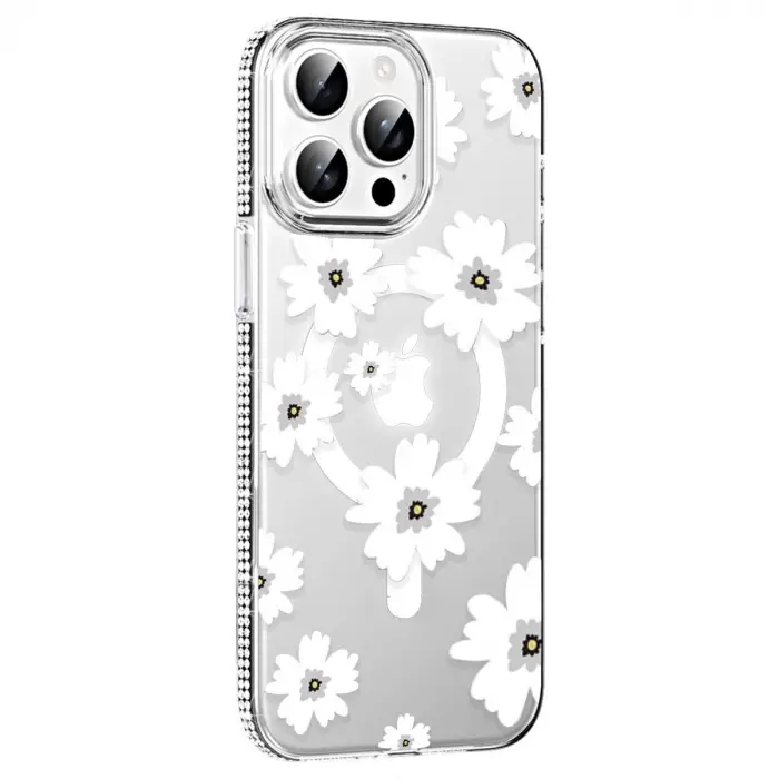 Joko Apple İphone 15 Pro Floral Magsafe Kapak - Beyaz
