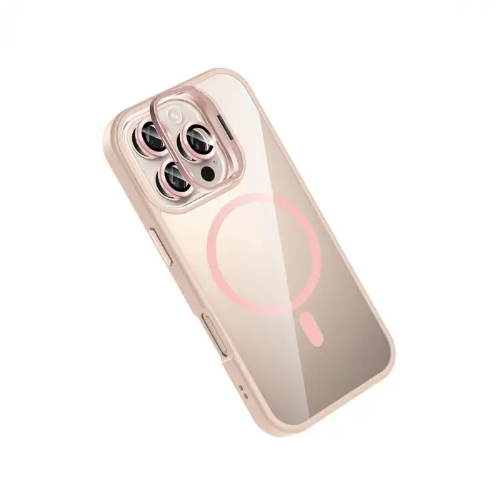 Joko Apple İphone 16 Pro Max Remim Lensli Magsafe Standlı Kapak - Pembe
