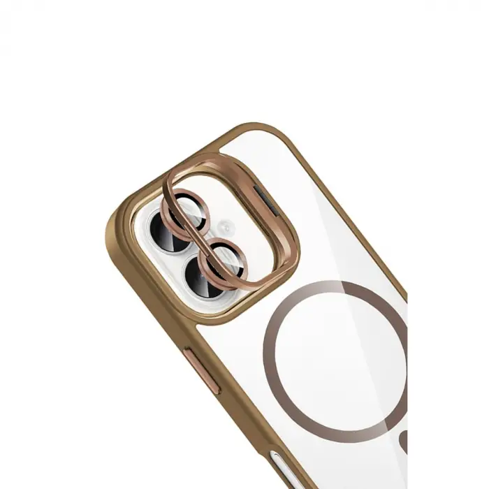 Joko Apple İphone 16 Remim Lensli Magsafe Standlı Kapak - Kahverengi