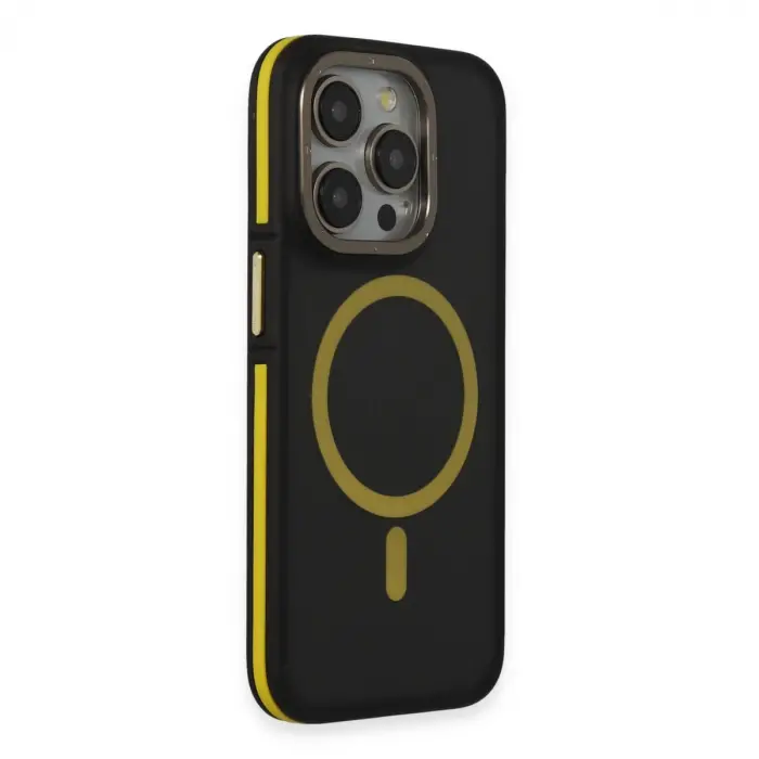 Joko İphone 14 Pro Kılıf Rocky Magsafe Kapak - Siyah-sarı