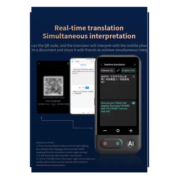 Kameralı 140 Dilde Wifi Özellikli Translator Elektronik Çeviri Cihazı Türkçe Menü