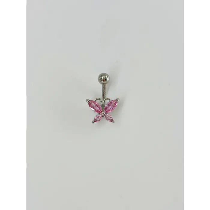 Kelebek Detaylı Göbek Piercing - Pg0087