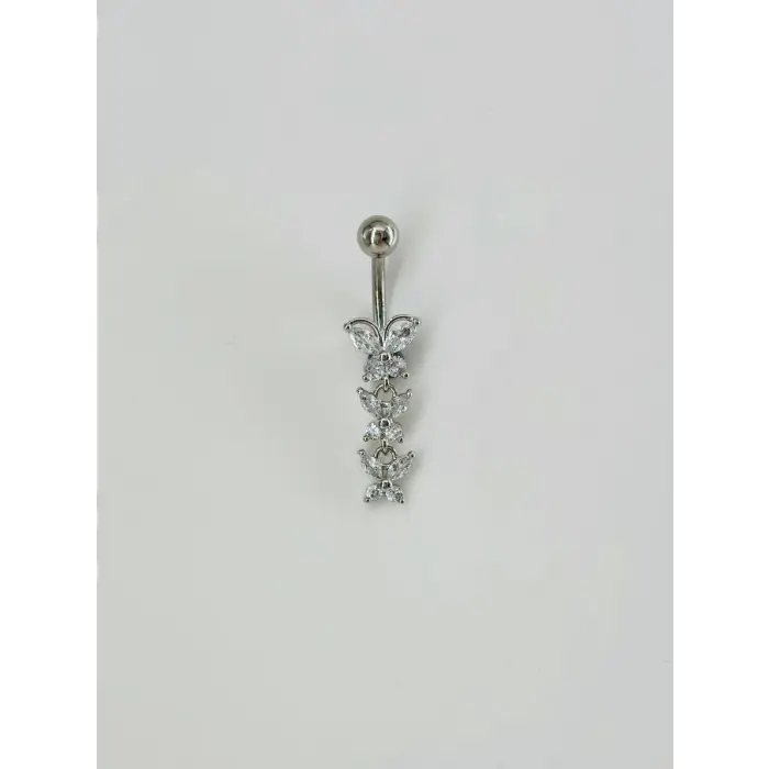 Kelebek Detaylı Sallantılı Göbek Piercing - Pg0076