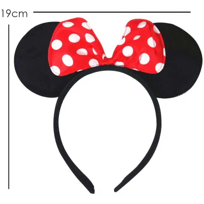 Kırmızı Fiyonklu Minnie Mouse Taç Fare Tacı Kafa Bandı
