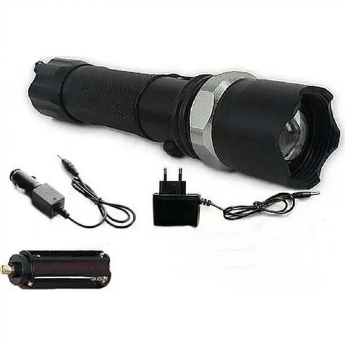 Km-110 Profesyonel Şarjlı El Feneri Ledli+flashlight+zoom Özellikli  Aparatlı 6 Parça Full Set