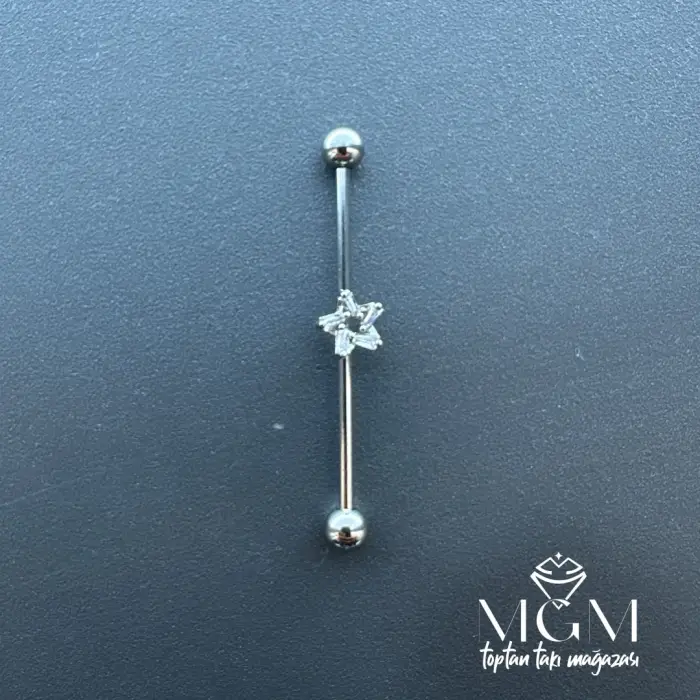 Rodyum Zirkon Taşlı Çelik Köprü - Pr000169