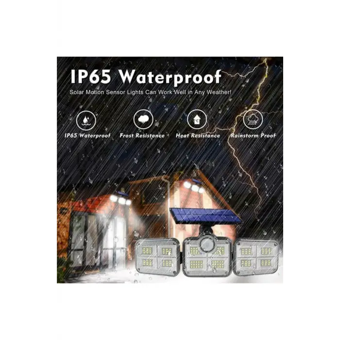 Kumandalı Solar Güneş Enerjili 122 Ledli Hareket Sensörlü Bahçe Aydınlatma Sokak Lambası