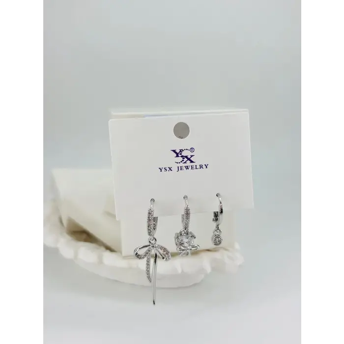 Kurdale Detaylı Üçlü Kombin Küpe