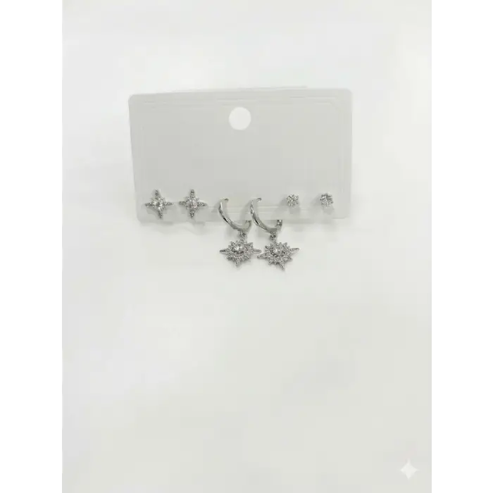 Kutup Yıldızı Detaylı Altılı Küpe