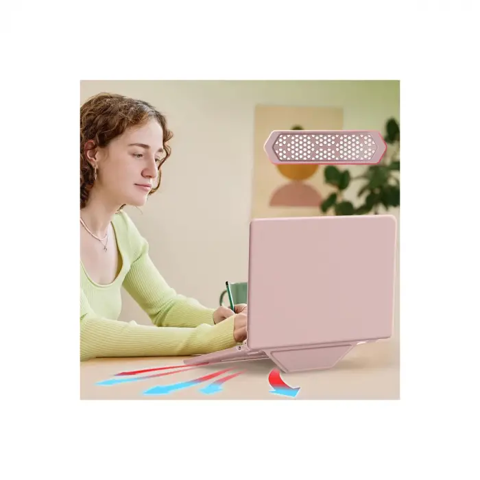 Macbook Air 15 2024 Macbook Deri Kapak - Pembe