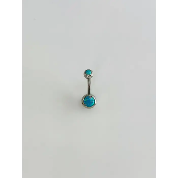 Mavi Opal Taş Detaylı Göbek Piercing - Pg0108