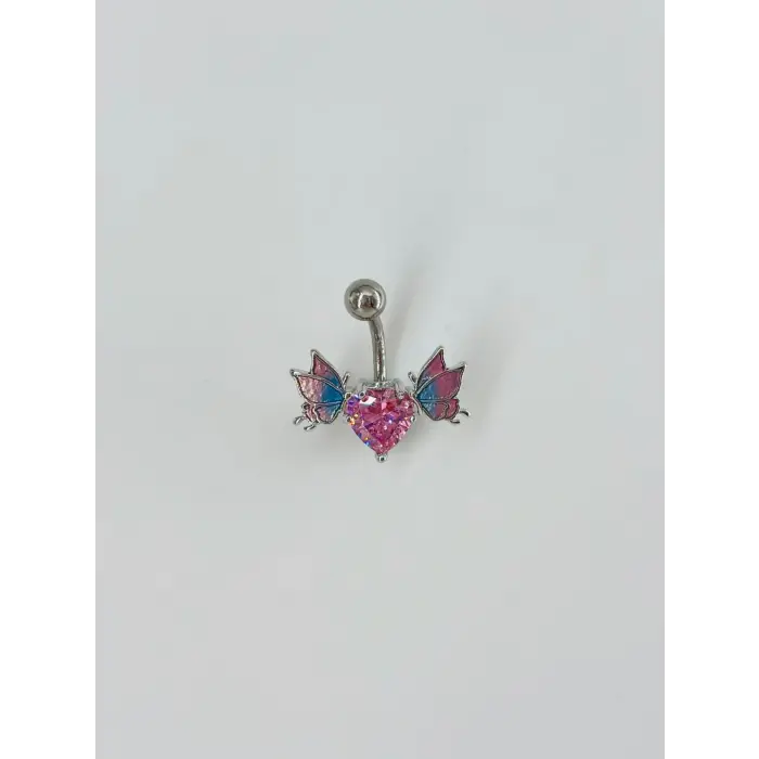 Melek Kanatlı Kalp Detaylı Göbek Piercing - Pg0074