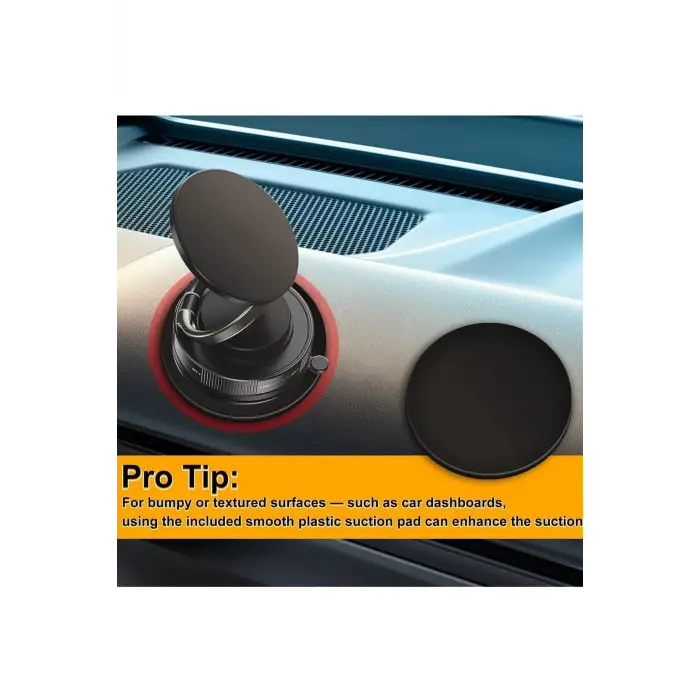 Metalik Magsafe Telefon Tutucu Tüm Yüzeylerle Uyumlu Vakumlu 360 Dönen Oynar Başlık