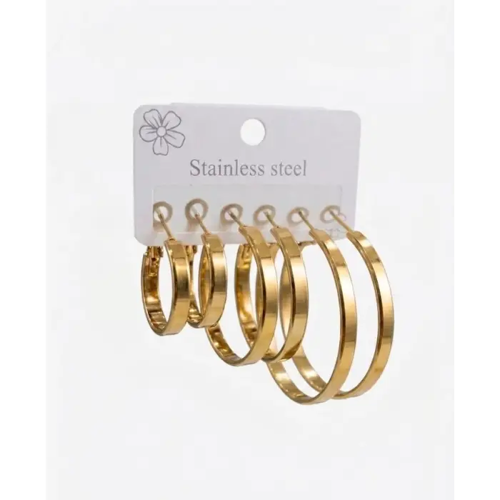 Modern Aura Altılı Halka Küpe Seti