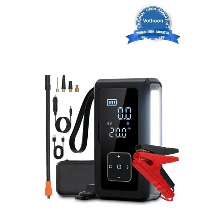 Multi Function Jump Ter Şarjlı Lastik Şişirme Pompası Akü Takviye Acil Durum Led Işık
