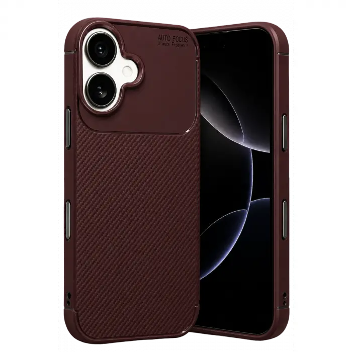 Newface Apple İphone 17 Auto Focus Karbon Kapak - Bordo