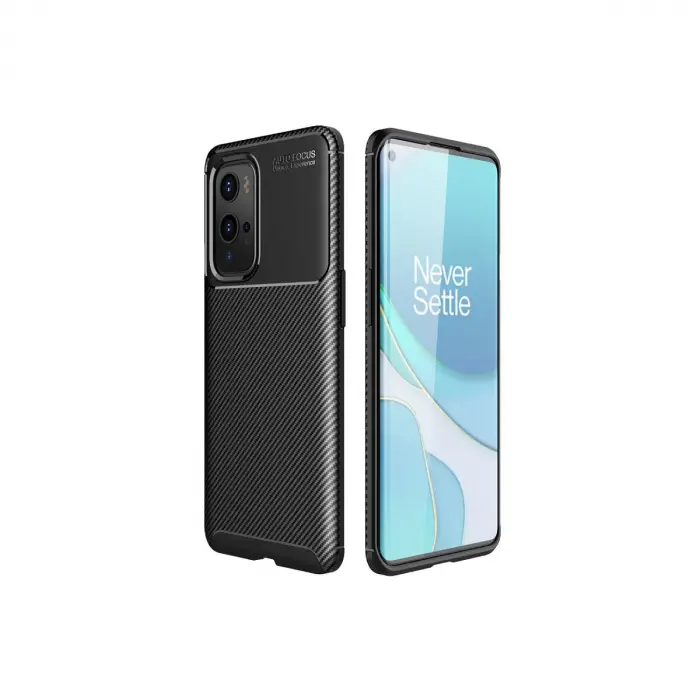 One Plus 9 Pro Kılıf Auto Focus Karbon Kapak - Siyah