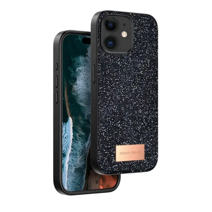 Onegif Apple İphone 11 Bright Simli Kapak - Siyah