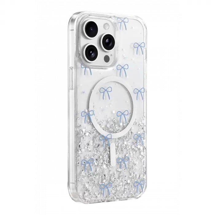 Onegif Apple İphone 15 Pro Max Misk Simli Magsafe Kapak - Desen 3