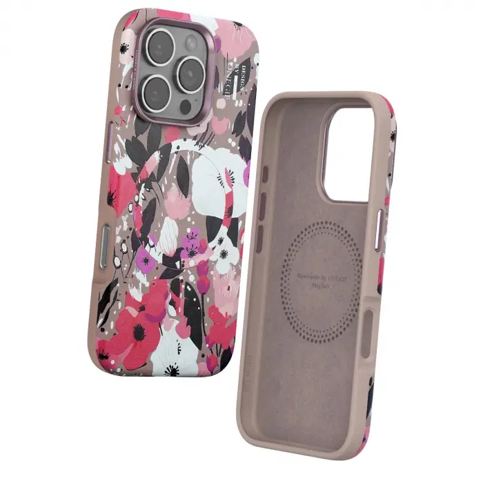 Onegif Apple İphone 16 Pro Max Flower Series Magsafe Kapak - Pembe