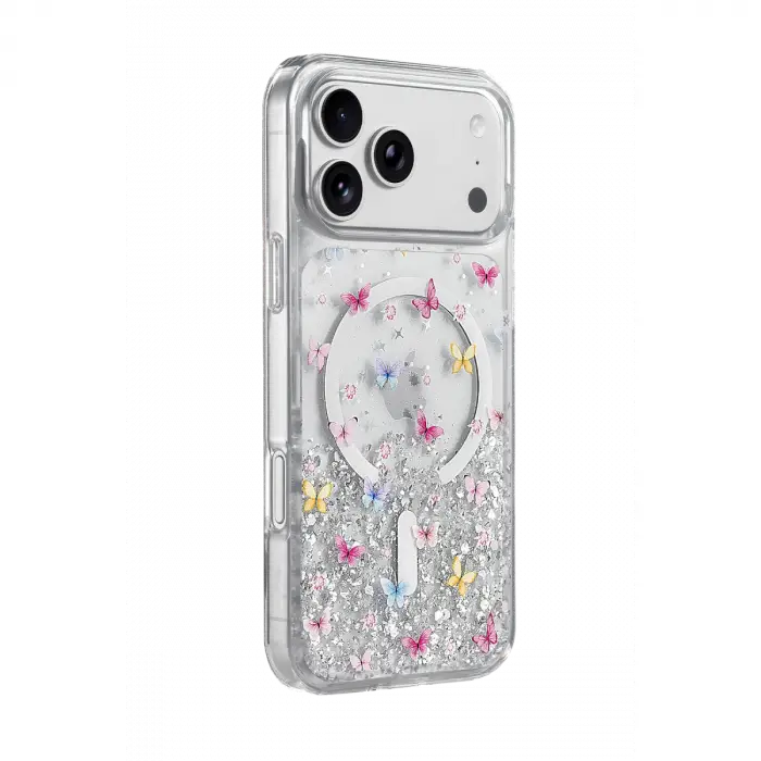 Onegif Apple İphone 17 Pro Max Misk Simli Magsafe Kapak - Desen 4