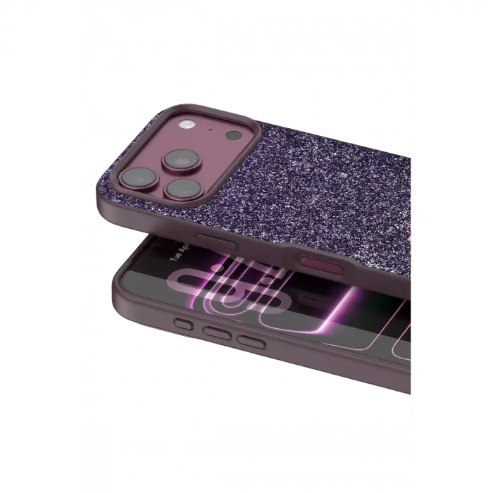 Onegif Apple İphone 18 Pro Max Bright Simli Kapak - Bordo