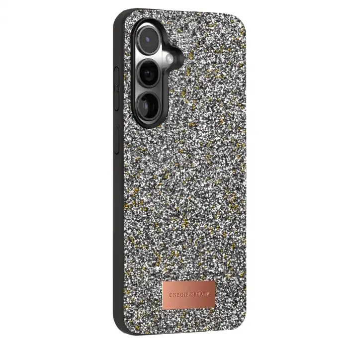 Onegif Samsung Galaxy S25 Bright Simli Kapak - Gold