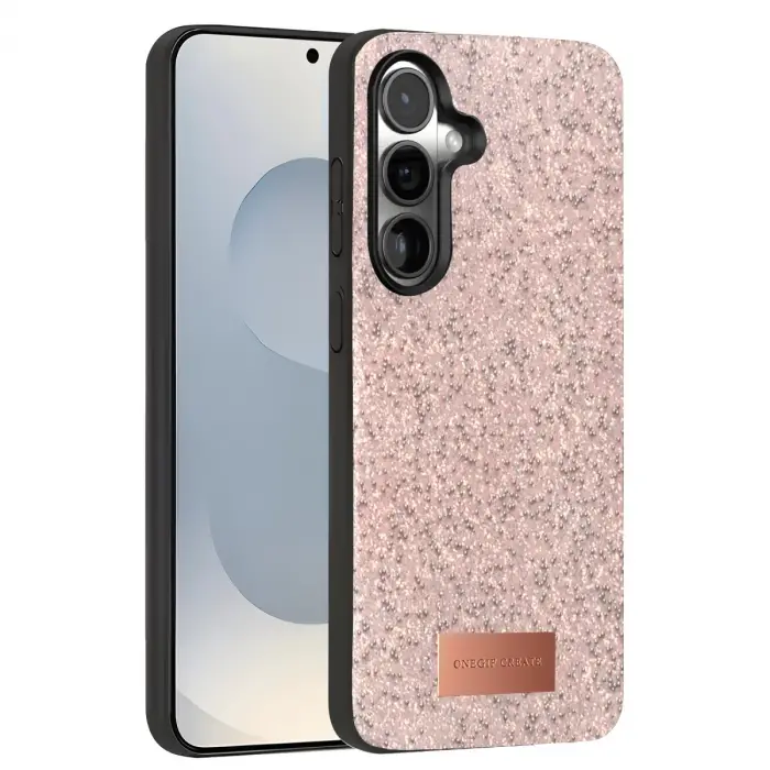 Onegif Samsung Galaxy S25 Bright Simli Kapak - Pembe