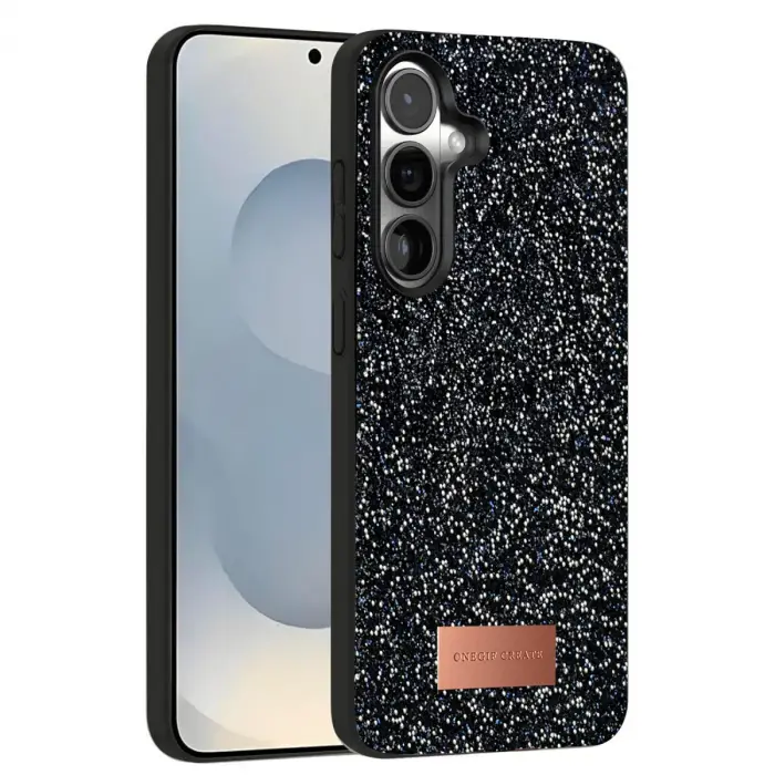 Onegif Samsung Galaxy S25 Bright Simli Kapak - Siyah