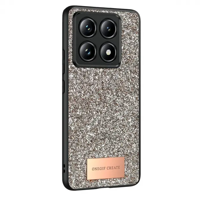 Onegif Xiaomi Mi 14t Pro Bright Simli Kapak - Gold